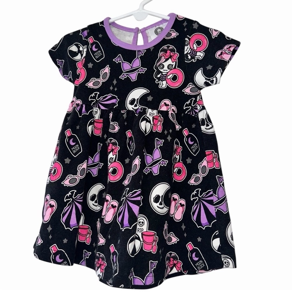 Beach goth Baby Girls Black Sunglasses, Flip Flip Bikini Print Dress Sz 12-18m